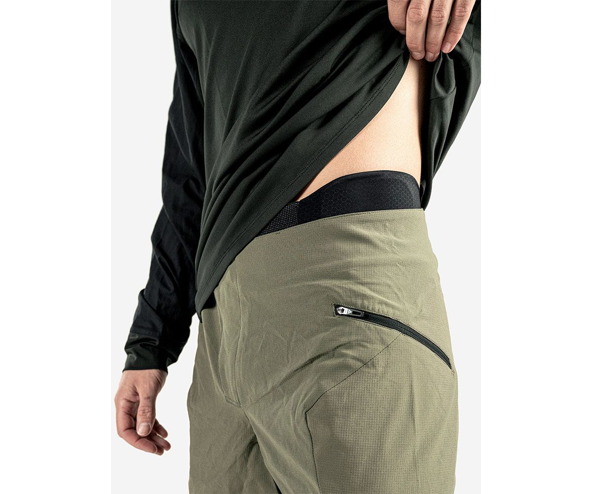 Side view of Bluegrass Arto Shorts highlighting hip protectors
